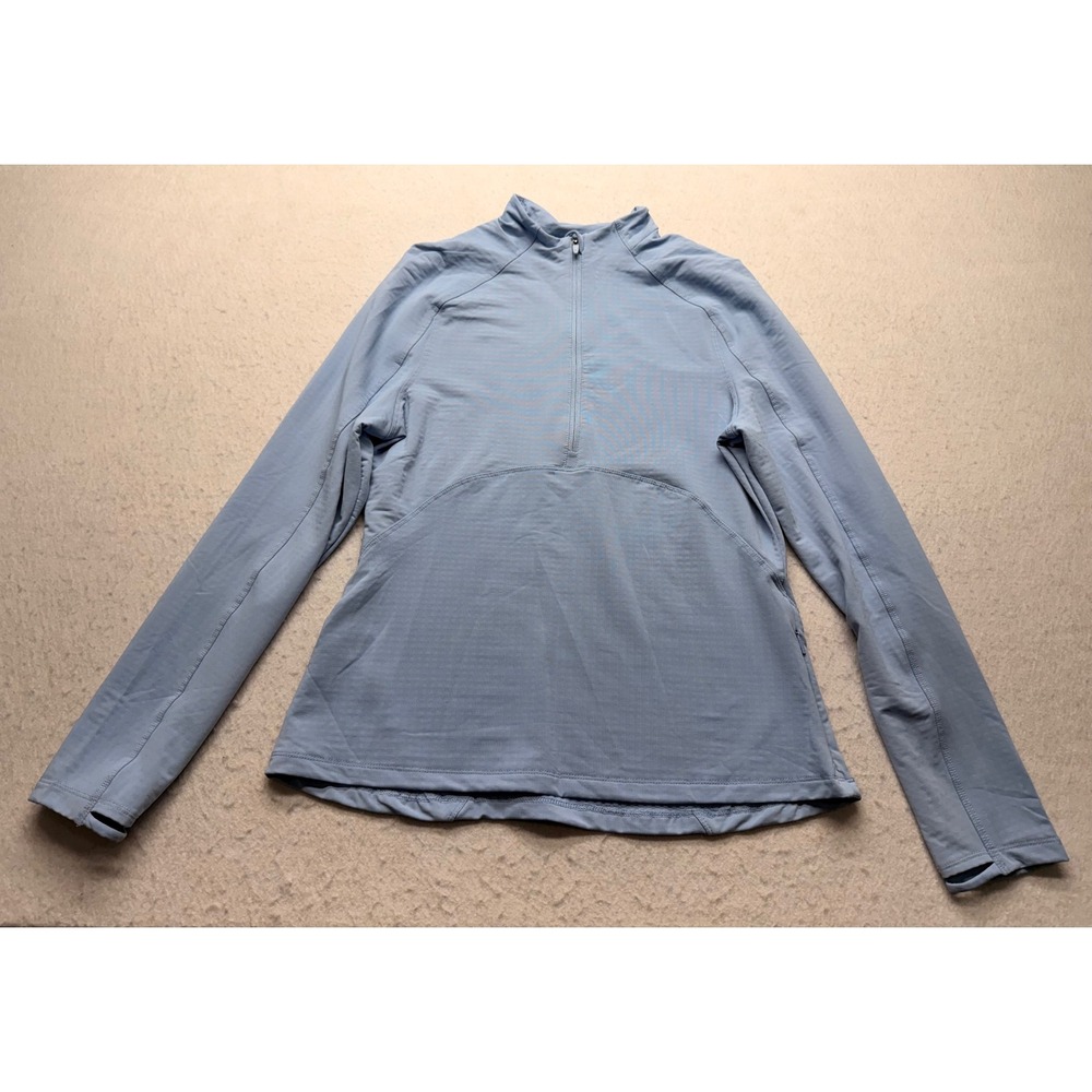 Spyder Active Womens Light Blue Quarter Zip Pullover Waffle Knit Thumbholes M